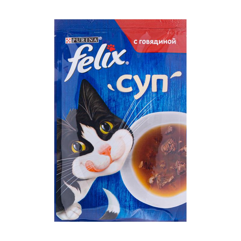 Влажный корм для кошек "Felix Суп", Purina, говядина, 48 г