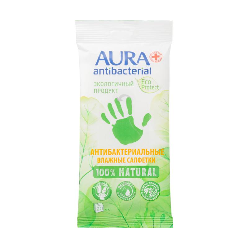 Влажные салфетки антибактериальные, AURA, 20 шт.