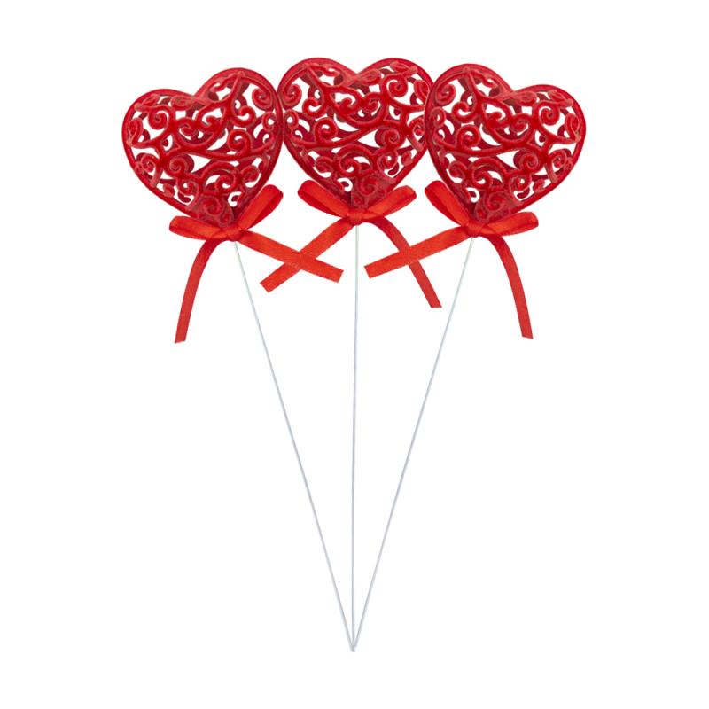 Декорация для цветочных композиций "Сердце", With Love, 3 шт., в ассортименте