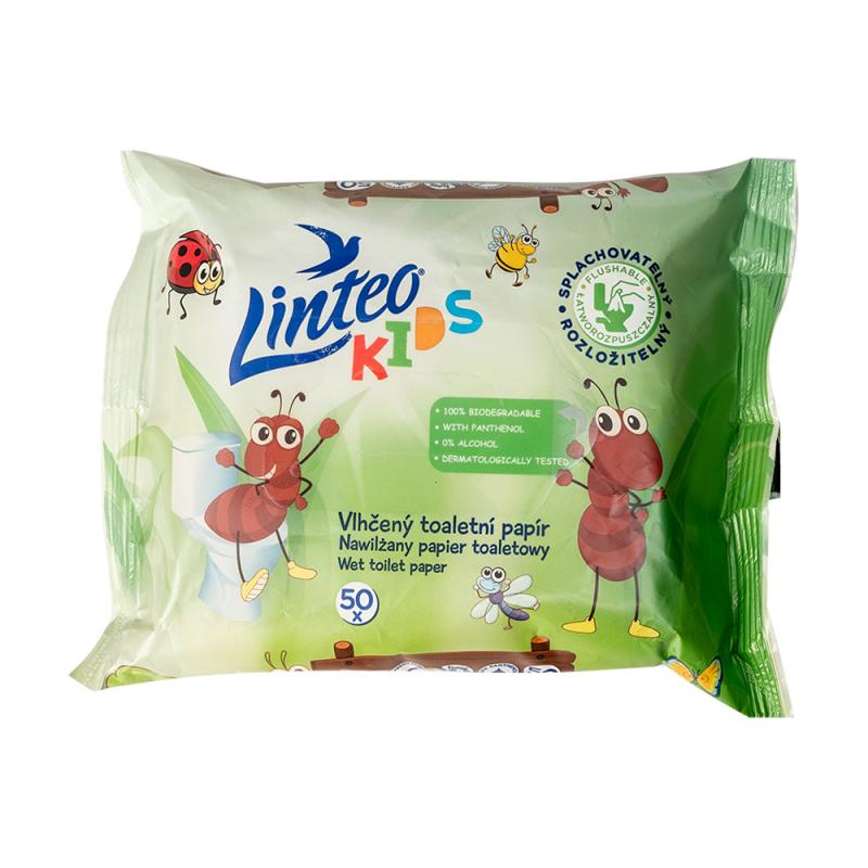 Туалетная бумага увлажненная, Linteo Kids, 50 шт.