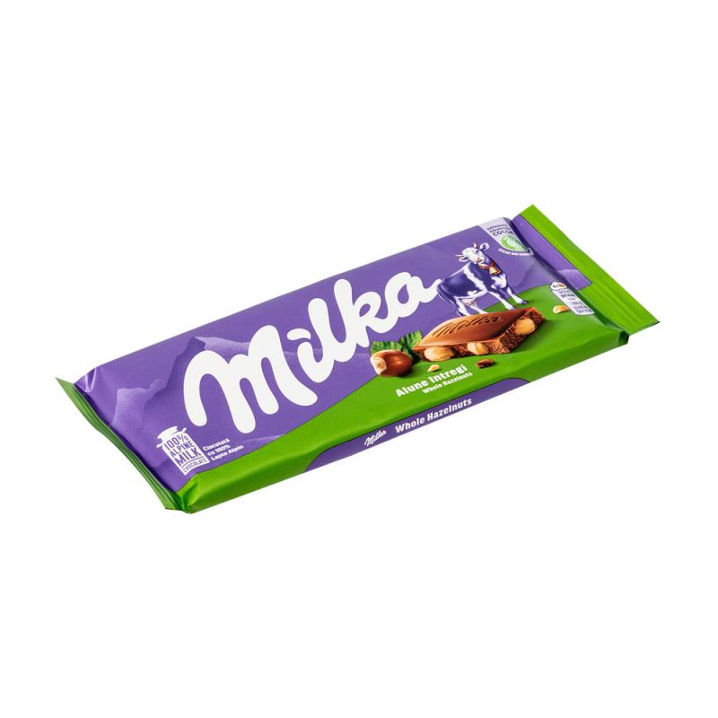 Молочный шоколад Milka, с цельным орехами, 100 г