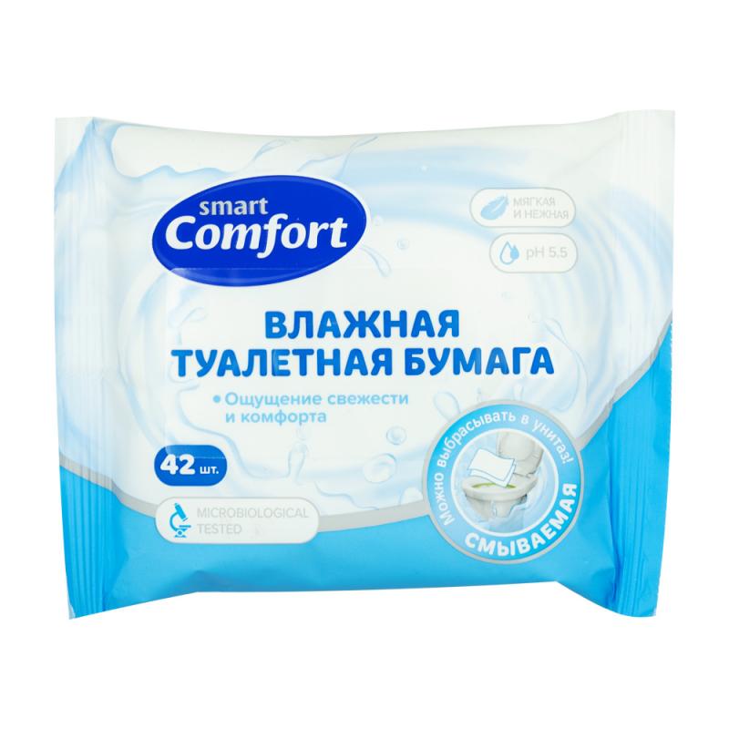 Влажная туалетная бумага "Comfort smart", 42 шт., в ассортименте