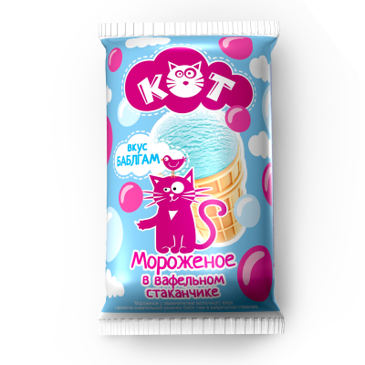 Мороженое в стаканчике, "Кот", Айсберри, баблгам, 70 г