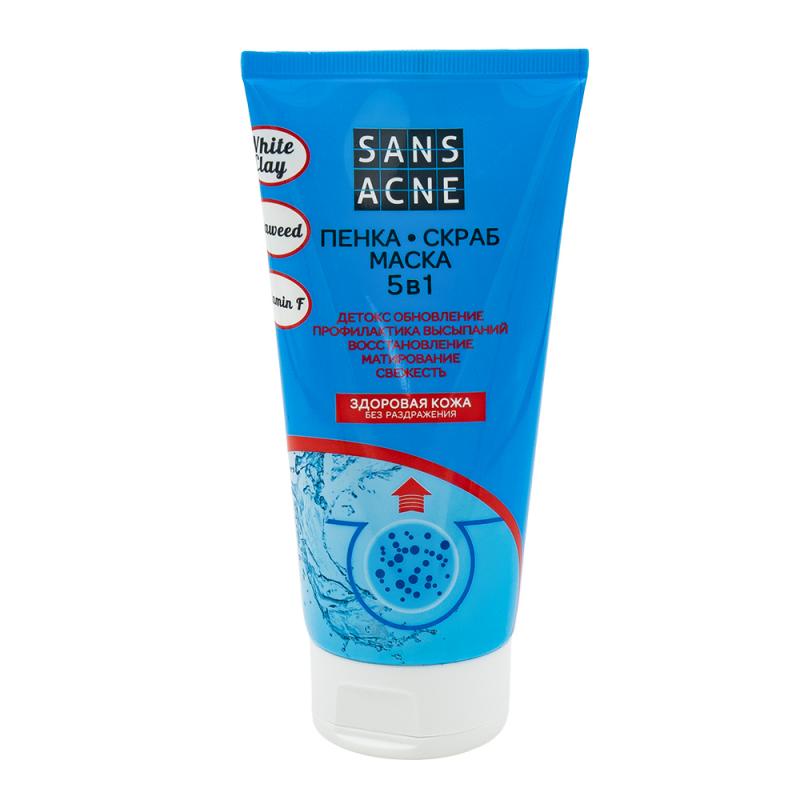 Пенка-скраб-маска для лица, Sans Acne, 160 мл, в ассортименте