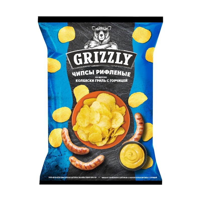 Чипсы рифлёные, Grizzly, 55 г, в ассортименте