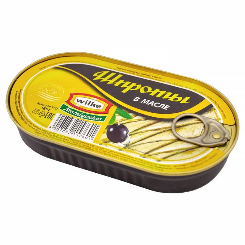 Майдағы шпроттар, Wilke, 185 г