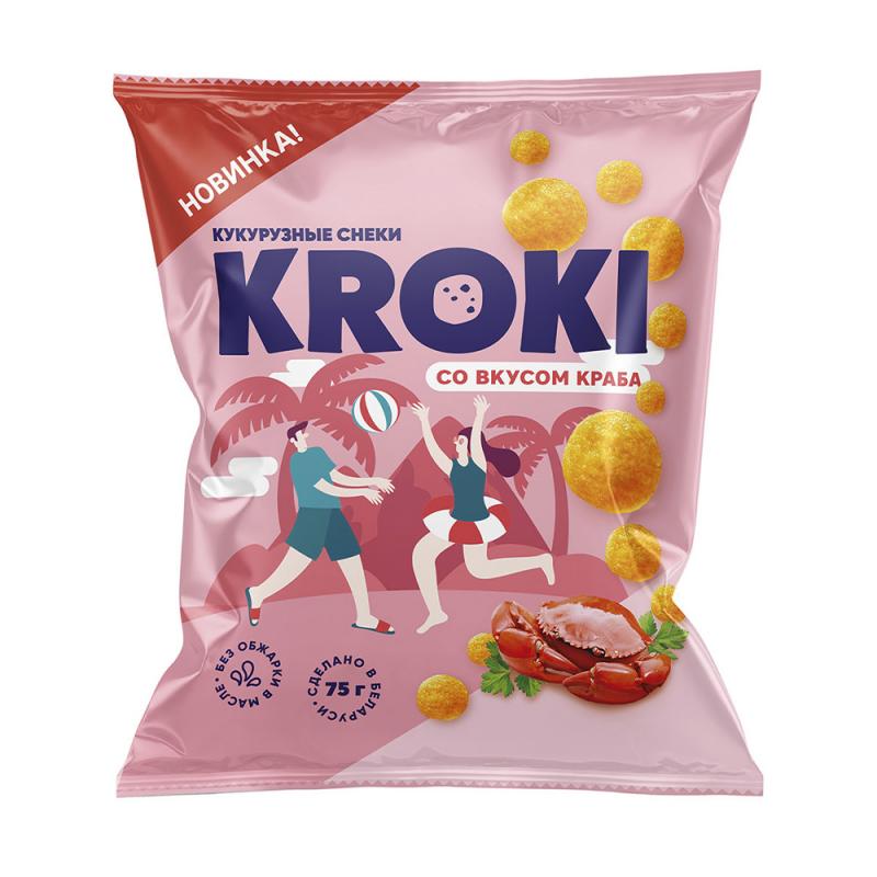 Кукурузные снеки, KROKI, со вкусом краба, 75 г