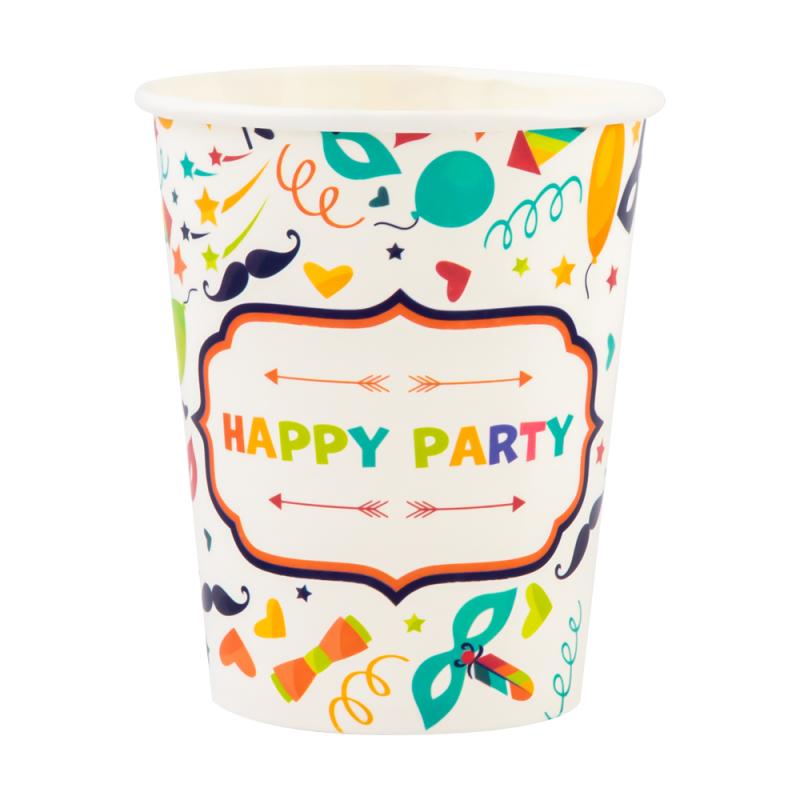 Стаканы бумажные праздничные, Party, 12 шт., в ассортименте