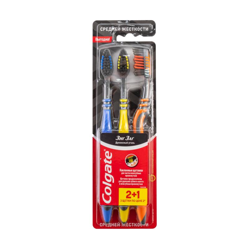 Зубная щётка "Зиг-Заг", Colgate, 2+1 шт., в ассортименте