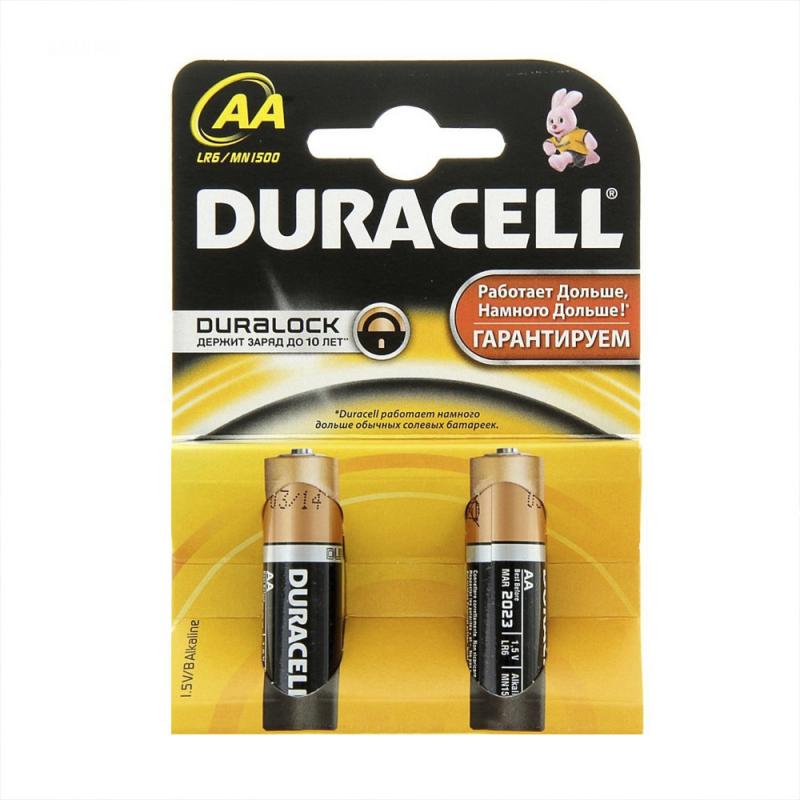 Батарейки алкалиновые, Duracell, АА, 2 шт.