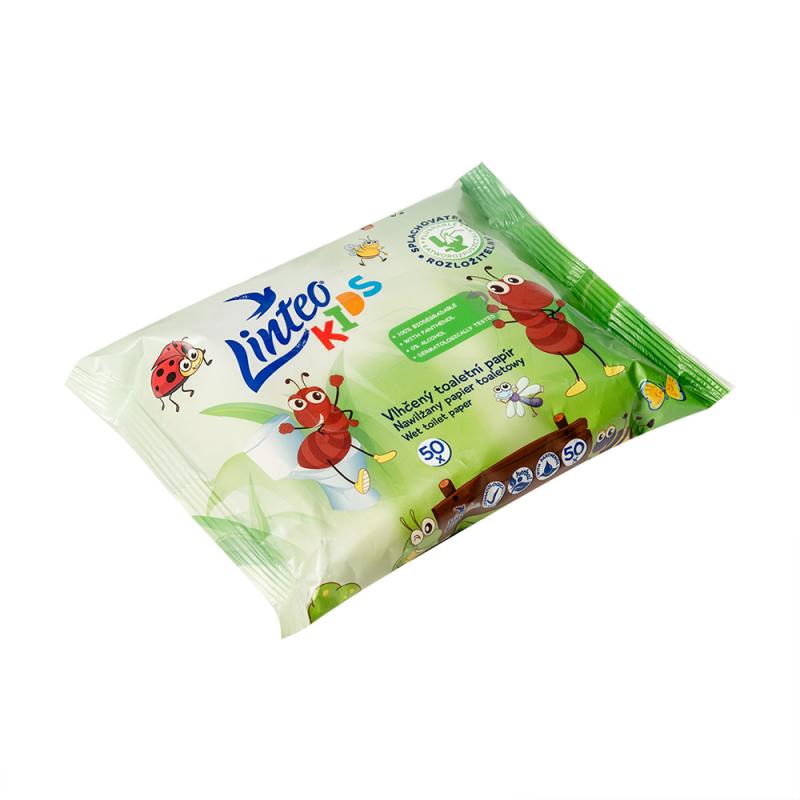 Туалетная бумага увлажненная, Linteo Kids, 50 шт.