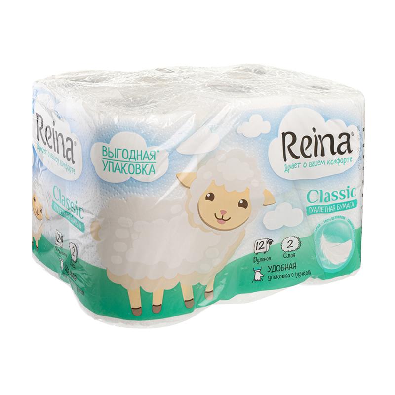 Туалетная бумага "Classic", Reina, 2 слоя, 12 рулонов