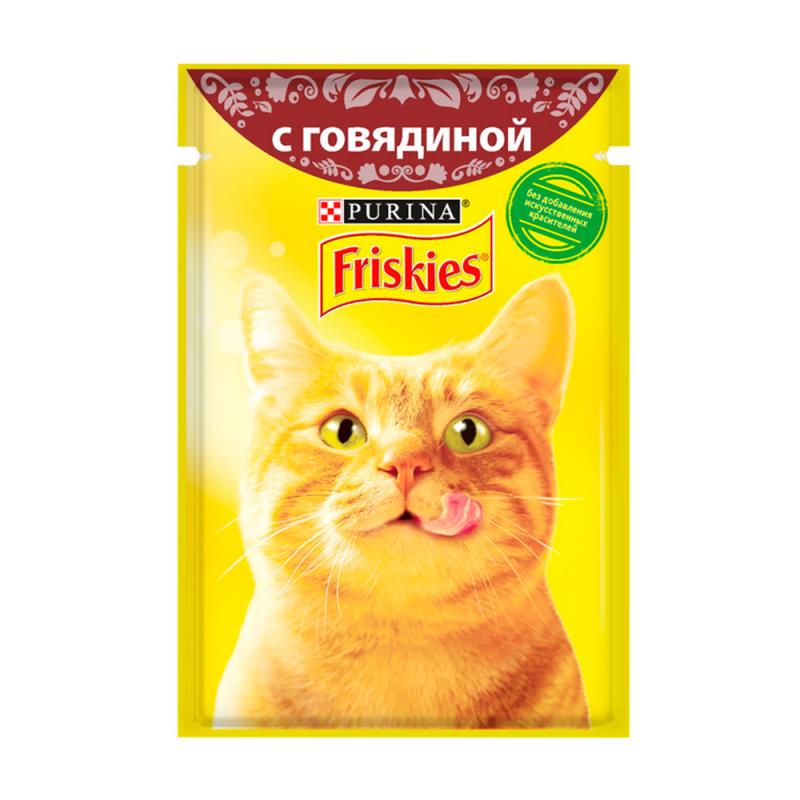 Влажный корм для кошек "Friskies", Purina, говядина, 85 г