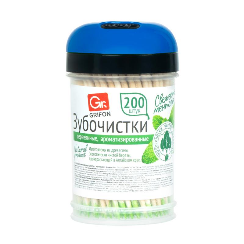 Зубочистки с ментолом, GRIFON, 200 шт., в ассортименте