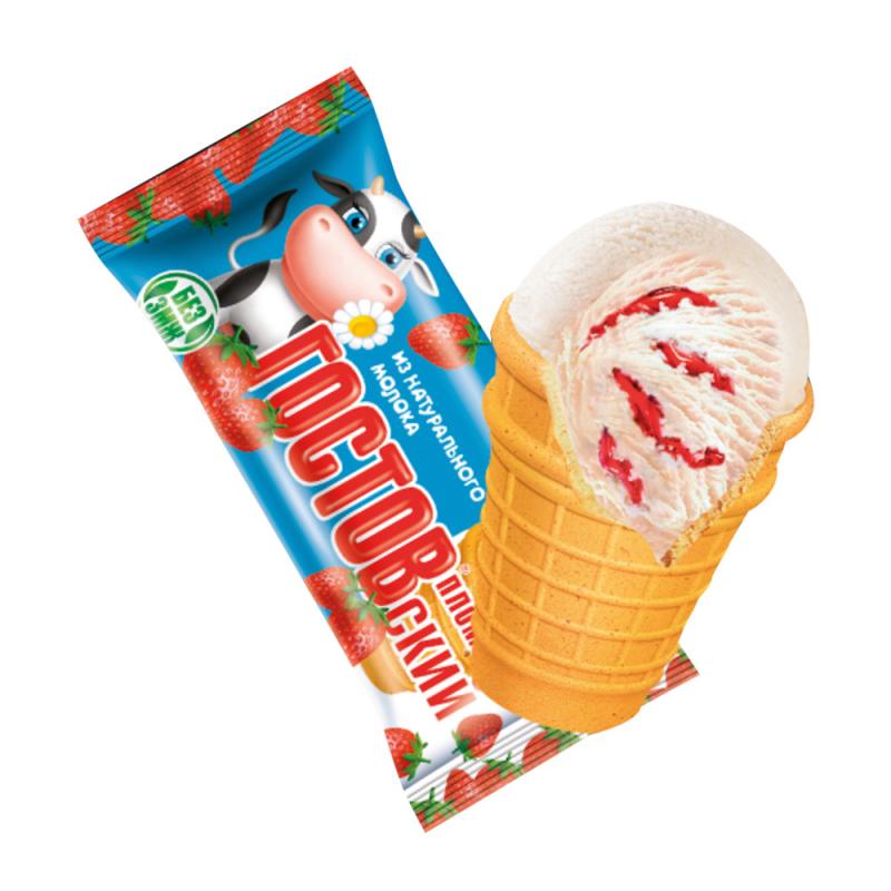 Мороженое "ГОСТОВский пломбир", клубника, 75 г