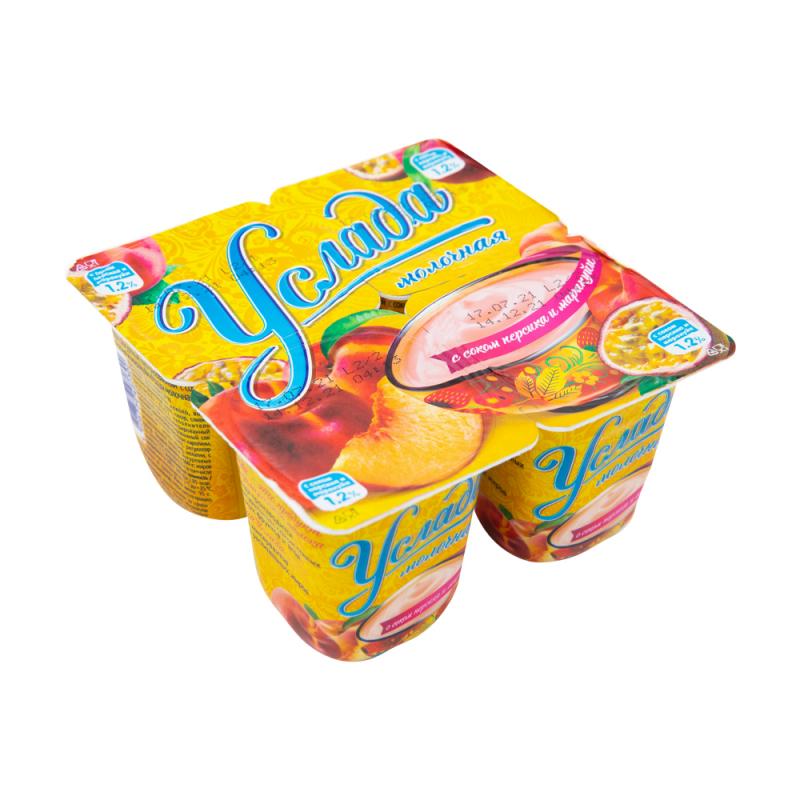 Йогуртный продукт, Услада, 1,2%, персик/маракуйя, 4х95 г