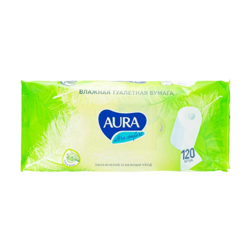 Влажная туалетная бумага "ULTRA COMFORT", AURA, 120 шт.