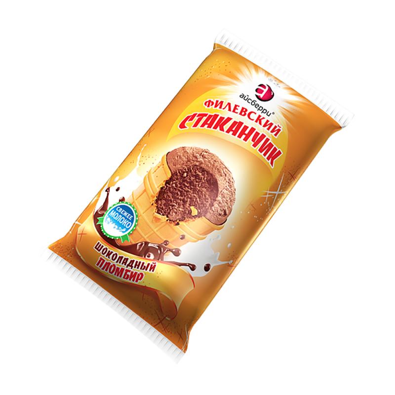 Мороженое в стаканчике, "Филевское", Айсберри, шоколадное, 100 г