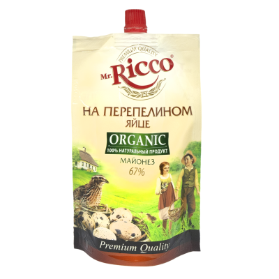 Майонез, Mr.Ricco, на перепелином яйце, 67%, 220 мл