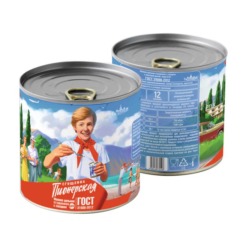 Молоко цельное сгущённое с сахаром "Сгущёнка Пионерская", 380 г, 8,5%