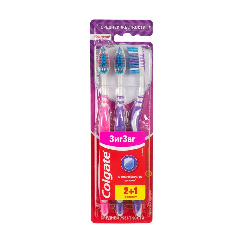 Зубная щётка "Зиг-Заг", Colgate, 2+1 шт., в ассортименте