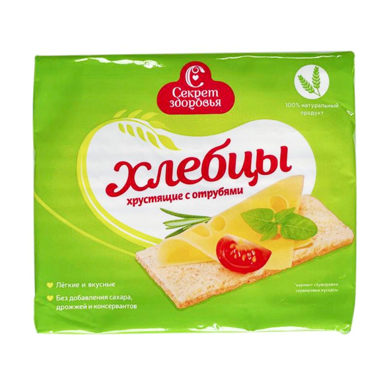 Хлебцы хрустящие, Секрет здоровья, с отрубями, 100 г
