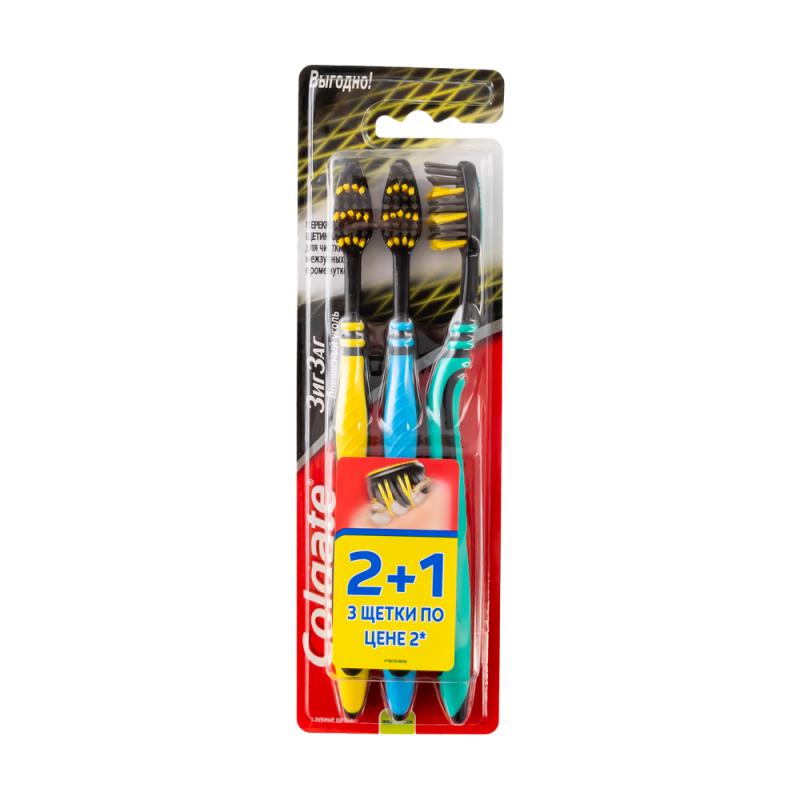 Зубная щётка "Зиг-Заг", Colgate, 2+1 шт., в ассортименте