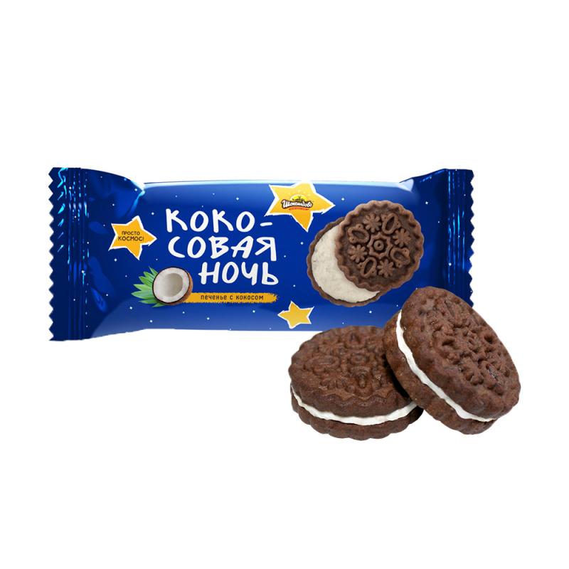 Печенье "Кокосовая ночь", Шоколадово, 90 г