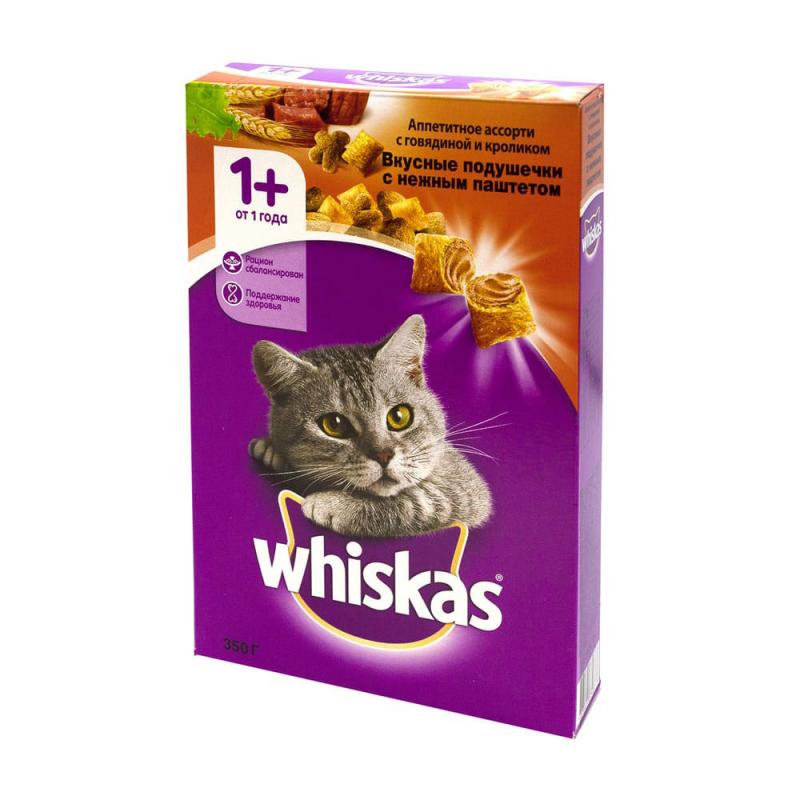 Подушечки "Whiskas", говядина/кролик, 350 г