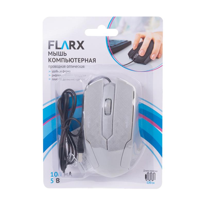 Мышь компьютерная проводная оптическая, FLARX, 120 см, в ассортименте ...