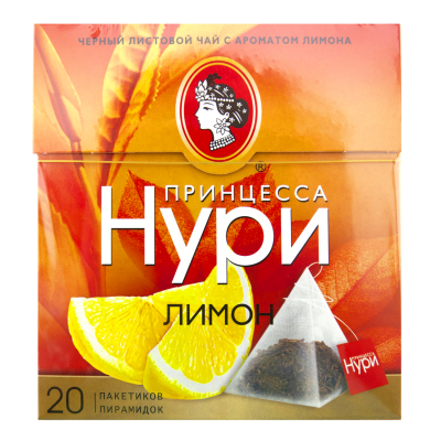Чай чёрный с ароматом лимоном, Принцесса Нури, 20 пирамидок, 30 г