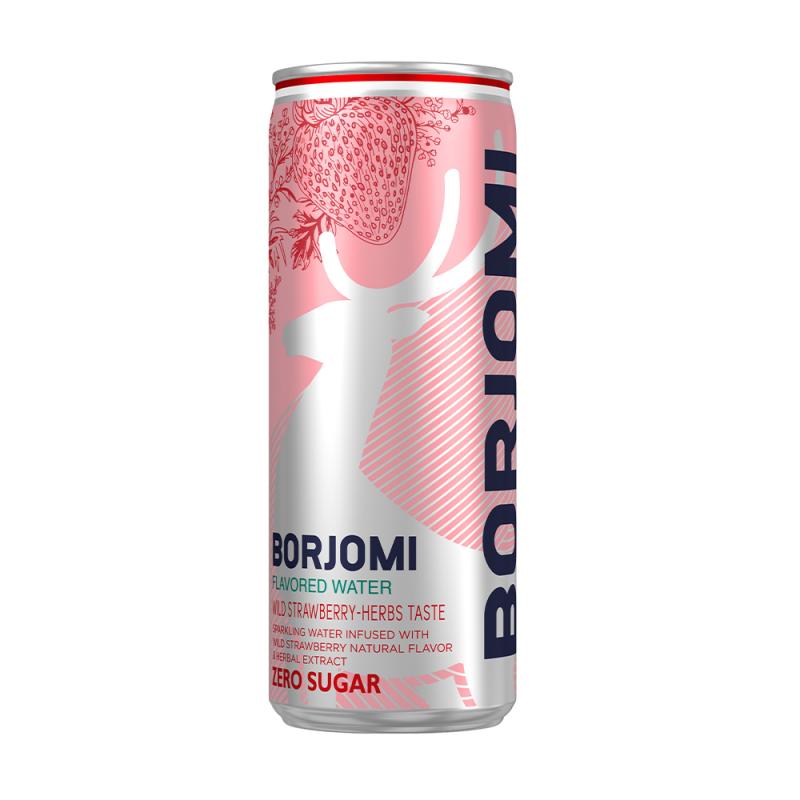 Вода минеральная ароматизированная, Borjomi, земляника-травы, 0,33 л