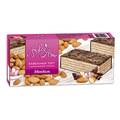 Шоколадно-вафельный торт  "Dolce Ame" с миндалем, 220 г