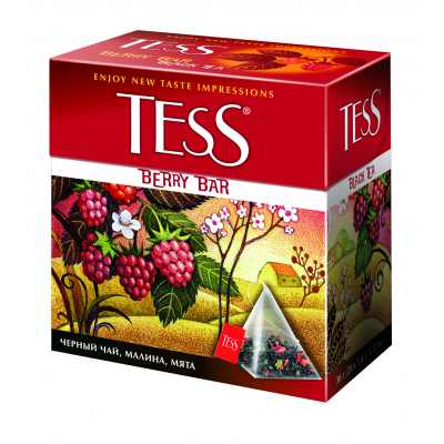 Чай Tess «Берри Бар» черный с ягодами и ароматом малины, пирамидки, 20 шт