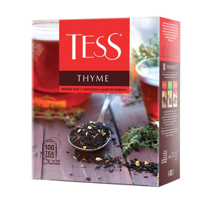 Чай чёрный с чабрецом и цедрой лимона, TESS, 100 пакетиков, 150 г