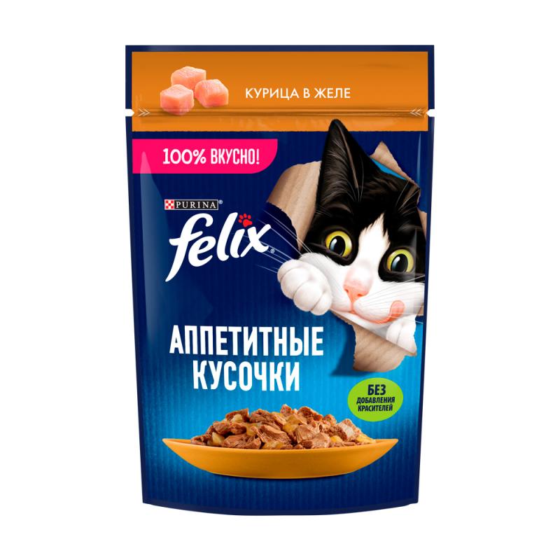 Влажный корм для кошек, Felix, курица в желе, 75 г