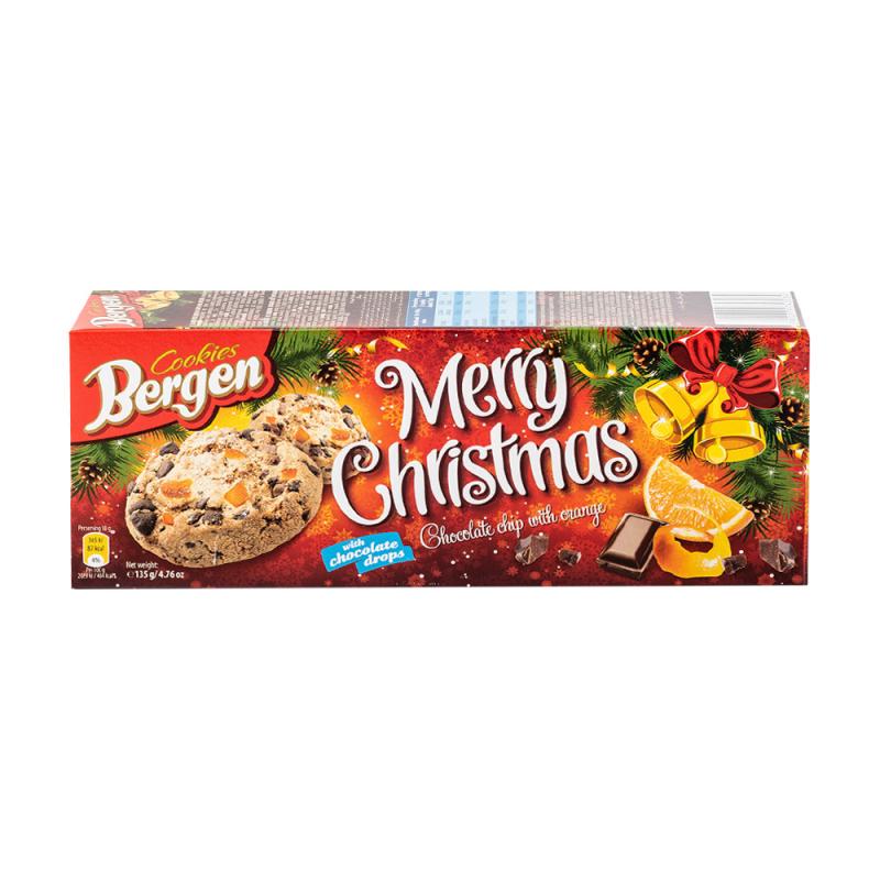 Печенье с кусочками шоколада и апельсиновой цедрой Merry Christmas, 135 г