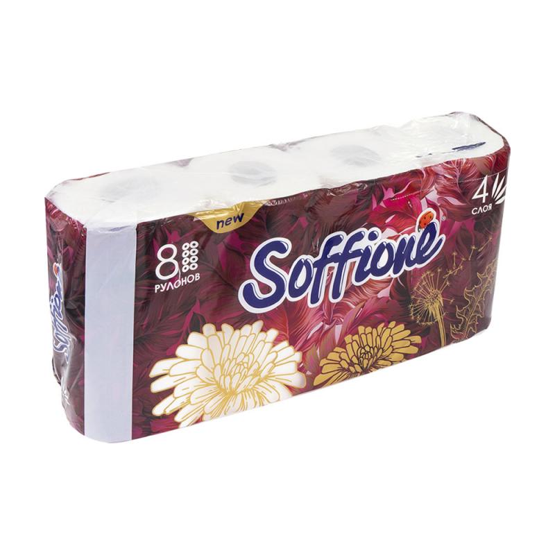 Туалетная бумага "Imperial", Soffione, 4 слоя, 8 рулонов - купить в ...