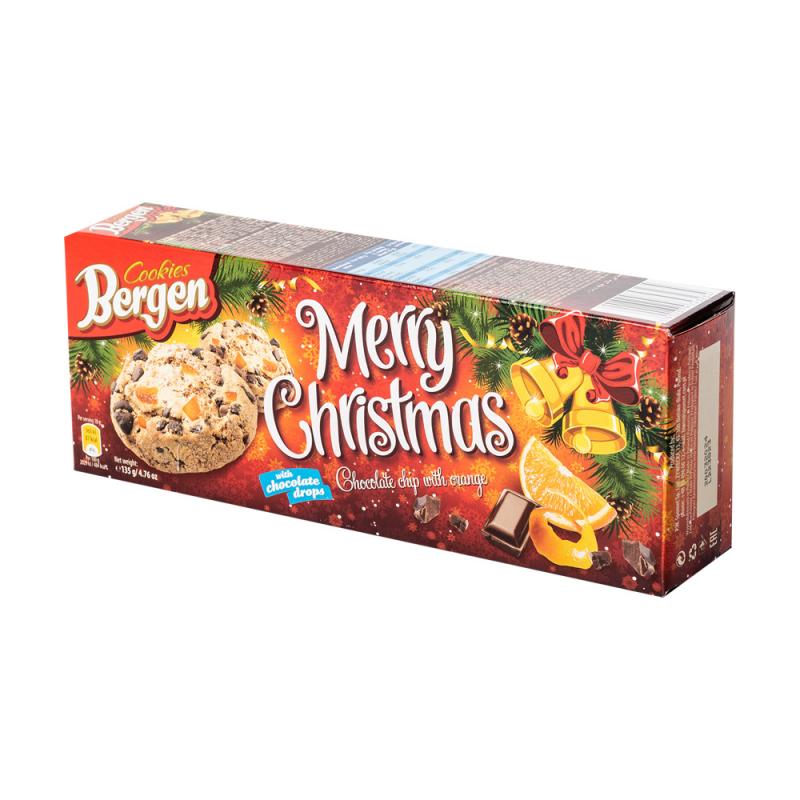Печенье с кусочками шоколада и апельсиновой цедрой Merry Christmas, 135 г