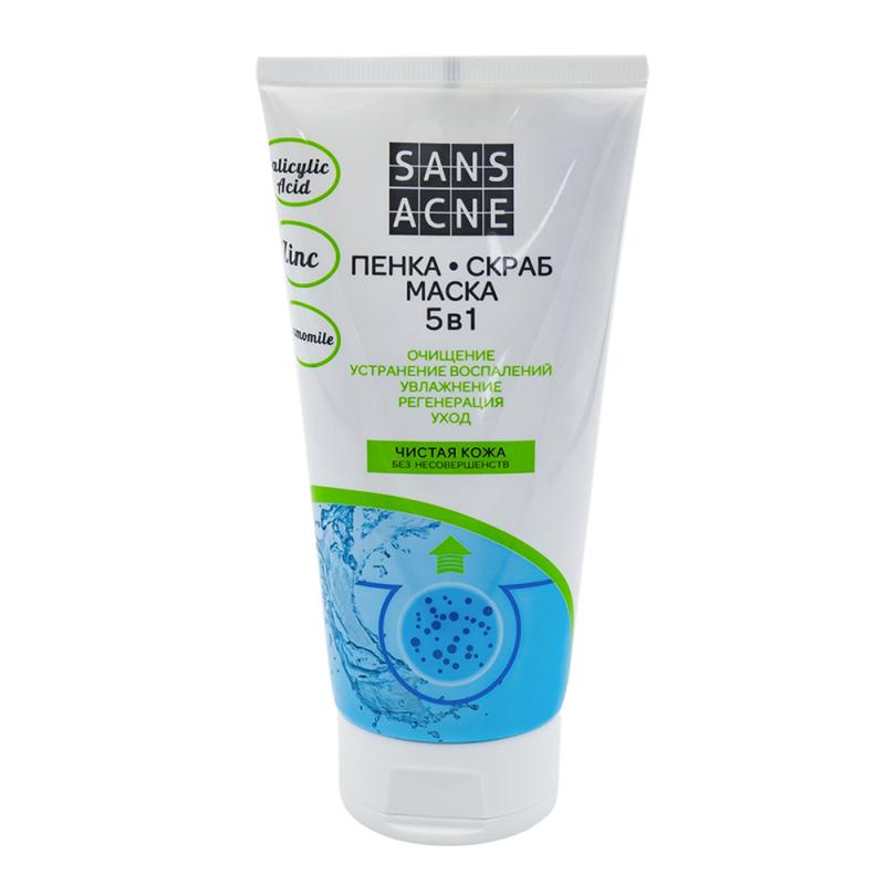 Пенка-скраб-маска для лица, Sans Acne, 160 мл, в ассортименте