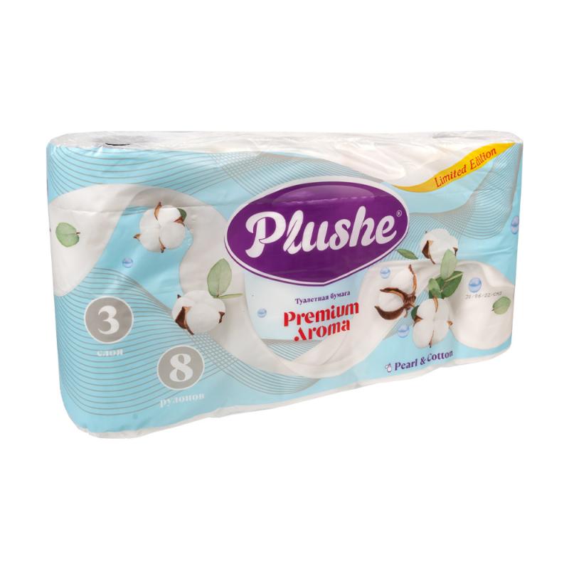 Туалетная бумага "Plushe Premium Aroma", 3 слоя, 8 рулонов, в ...