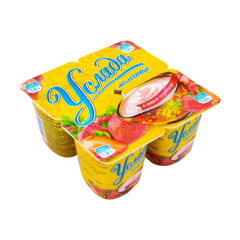 Йогуртный продукт, Услада, 1,2%, клубника, 4х95 г