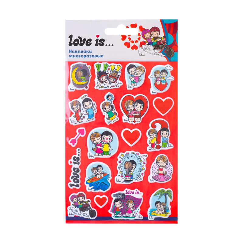 Наклейки объемные многоразовые "Love Is", в ассортименте