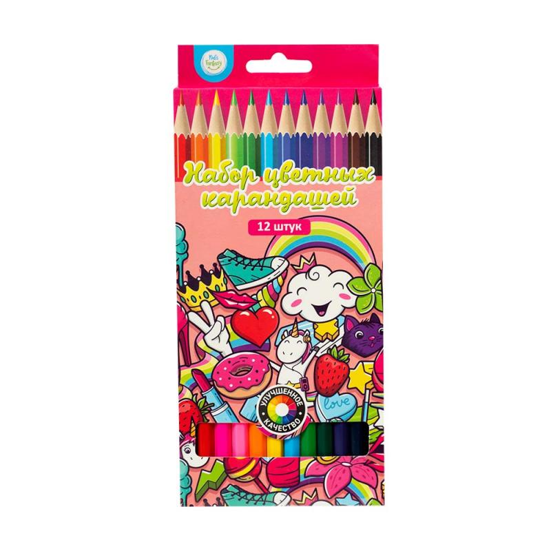 Набор цветных карандашей, Kid`s Fantasy, 12 шт., в ассортименте ...