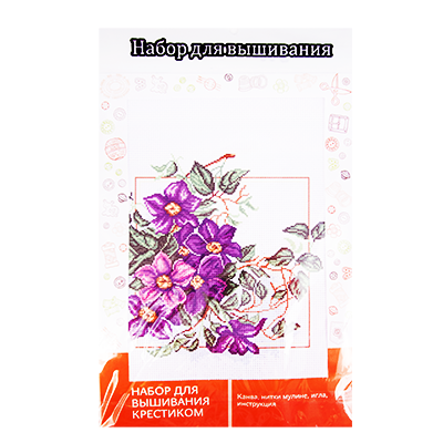 Набор для вышивания крестиком: канва, нитки мулине, игла, инструкция