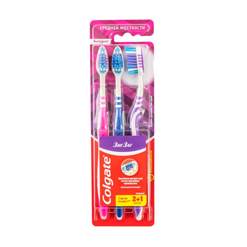 Зубная щётка "Зиг-Заг", Colgate, 2+1 шт., в ассортименте