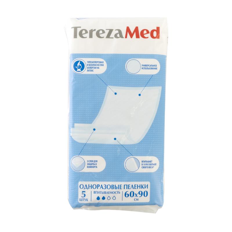 Пеленки одноразовые, TerezaMed, 60х90 см, 5 шт.