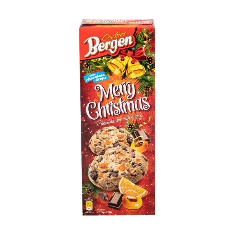 Печенье с кусочками шоколада и апельсиновой цедрой Merry Christmas, 135 г