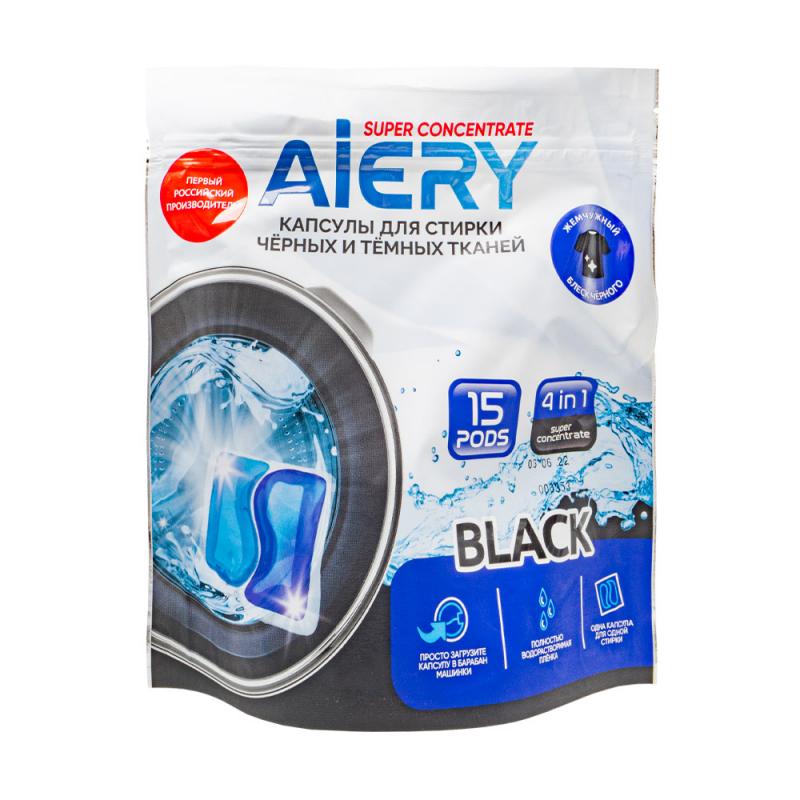 Капсулы для стирки "Black", AIERY, для черных и темных тканей, 15 шт.
