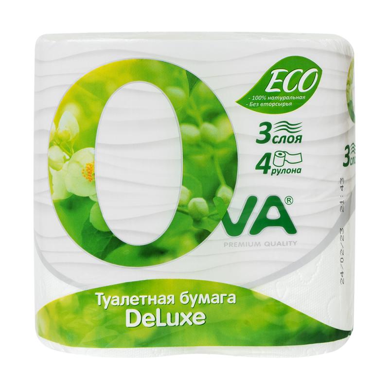 Туалетная бумага "Deluxe", OVA, 3 слоя, 4 рулона
